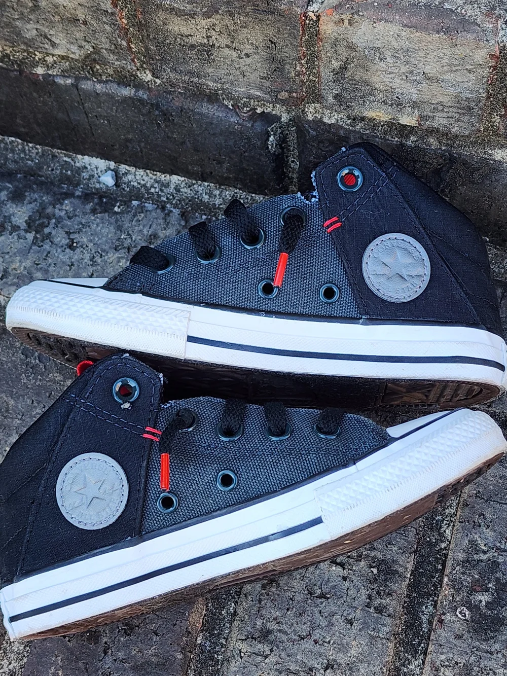 Converse Kids Black and Gray High-Top Canvas Sneakers
